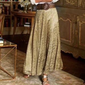 Soft Surroundings Gold Silk Sienna MaxiSkirt